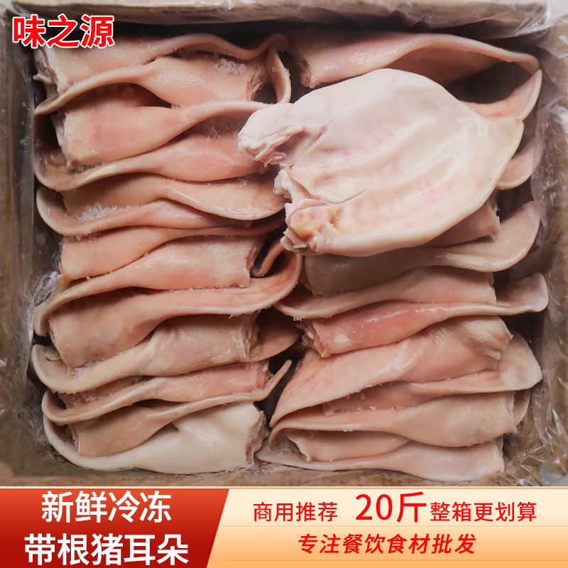 新鲜冷冻猪耳朵20斤整箱商用带根生猪耳3斤冷冻生鲜食材