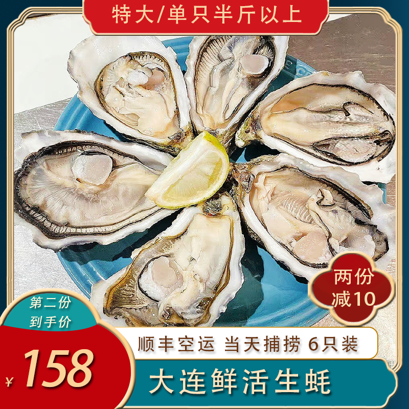 大连特产大生蚝鲜活即食刺身级牡蛎海蛎子肉生鲜野生水产新鲜6只