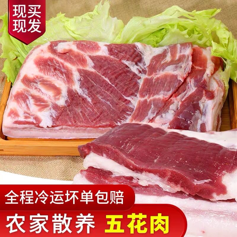 5斤国产五花肉新鲜现杀猪肉三鲜肉散养土猪肉生猪肉整箱冷链包邮