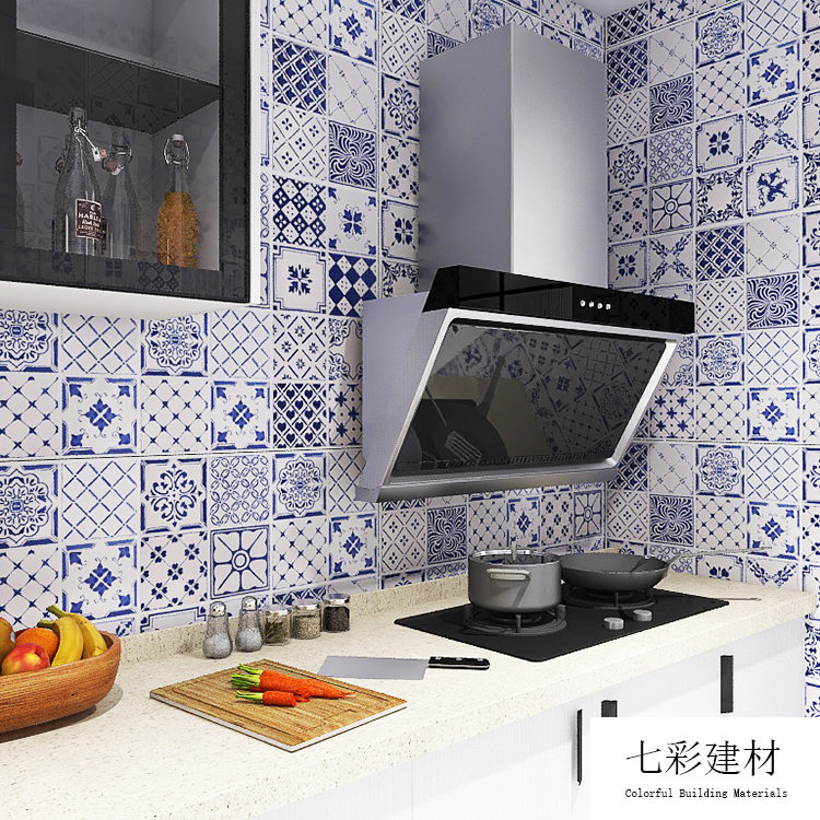 青花瓷花砖300X300mm 中式风格厨房卫生间餐厅瓷砖花园防滑花砖