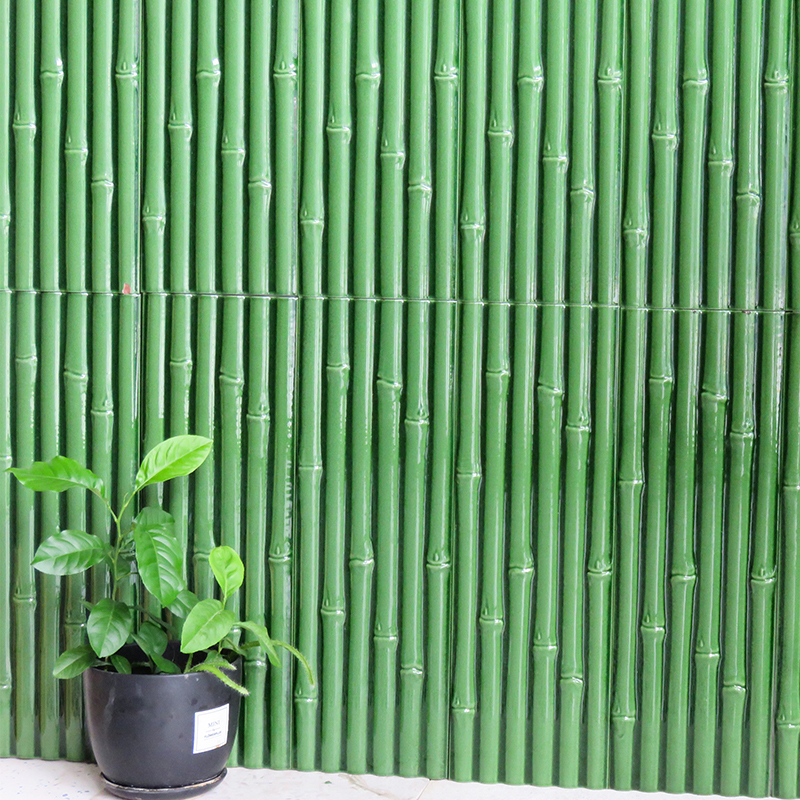 新中式网红竹节砖厨房卫生间花园瓷砖绿色背景墙玄关异形墙砖