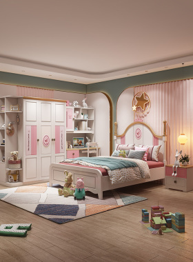 1.5米全实木儿童床女孩公主床女生单人床卧室家具组合套装女童床