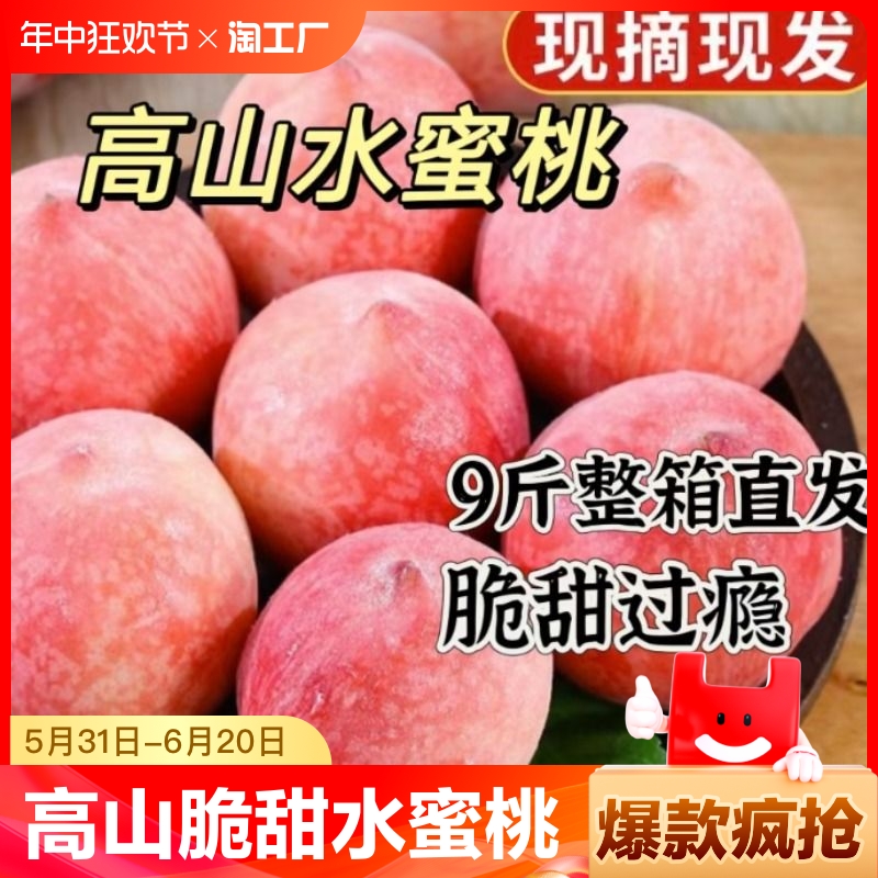 高山现摘水蜜桃应季新鲜脆桃9斤时令水果季时令整箱孕妇桃子新鲜