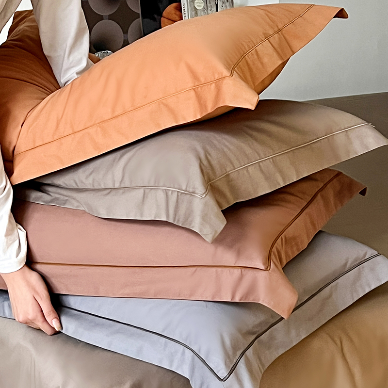 高档100支新疆长绒棉枕套一对装纯色简约风纯棉家用枕头套48x74cm