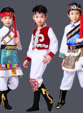 儿童少数民族服装藏族舞蹈服演出服蒙古袍女童男童民族风筷子舞服