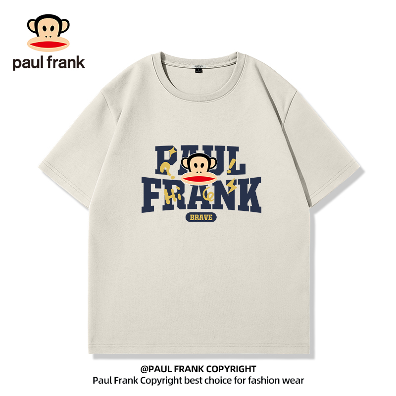Paul Frank/大嘴猴美式短袖男款重磅2024新款夏季纯棉五分袖t恤男