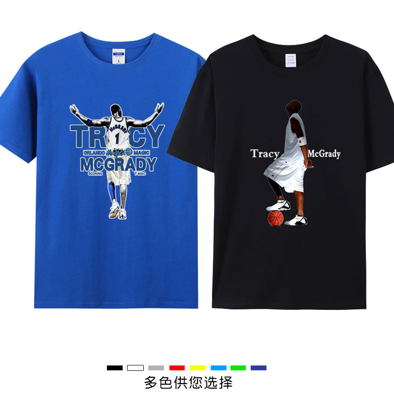 麦迪纪念短袖t恤男T-MAC同款印花打底衫夏季美式篮球运动体恤潮