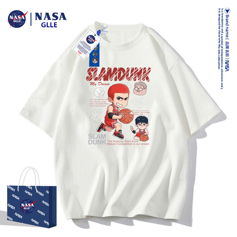 NASA官网联名夏季2024新款纯棉短袖t恤男女宽松潮牌大码重磅半袖