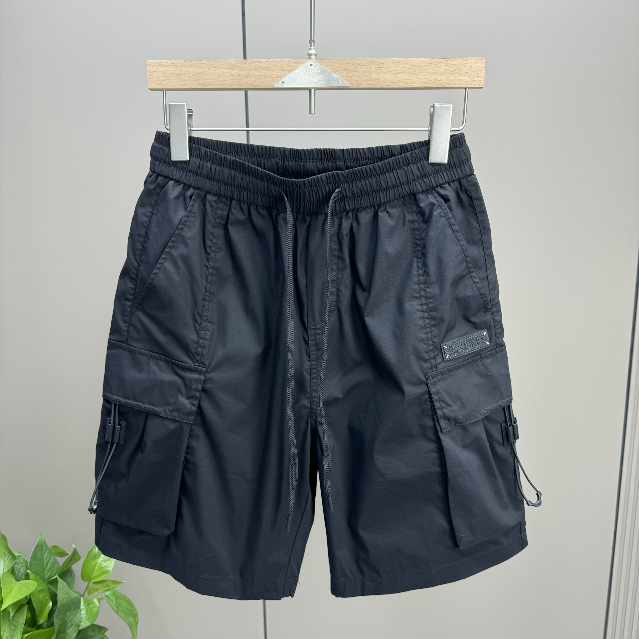 纯色直筒短裤2024男夏季新款黑色潮流时尚宽松多口袋休闲工装裤子