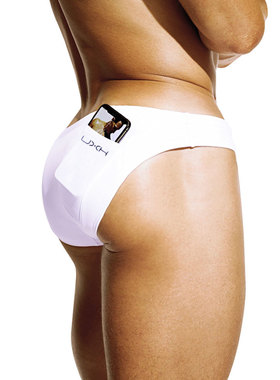 UXH欧美性感贴身低腰小三角罩杯泳裤黑白撞色U凸带口袋健美比基尼