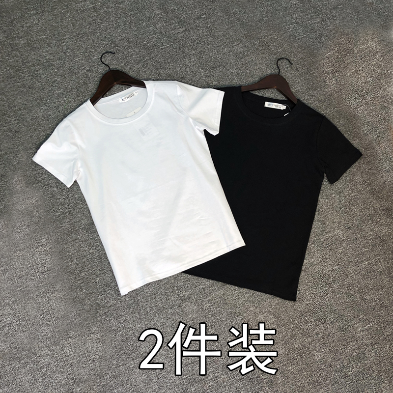 夏季纯色短袖t恤男士韩版修身情侣半袖大码潮流男装休闲白体恤衫