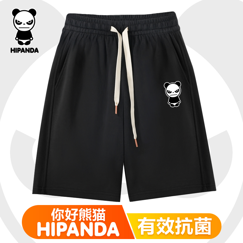 Hipanda你好熊猫潮牌高级基础款运动短裤男2024夏季新款时尚透气