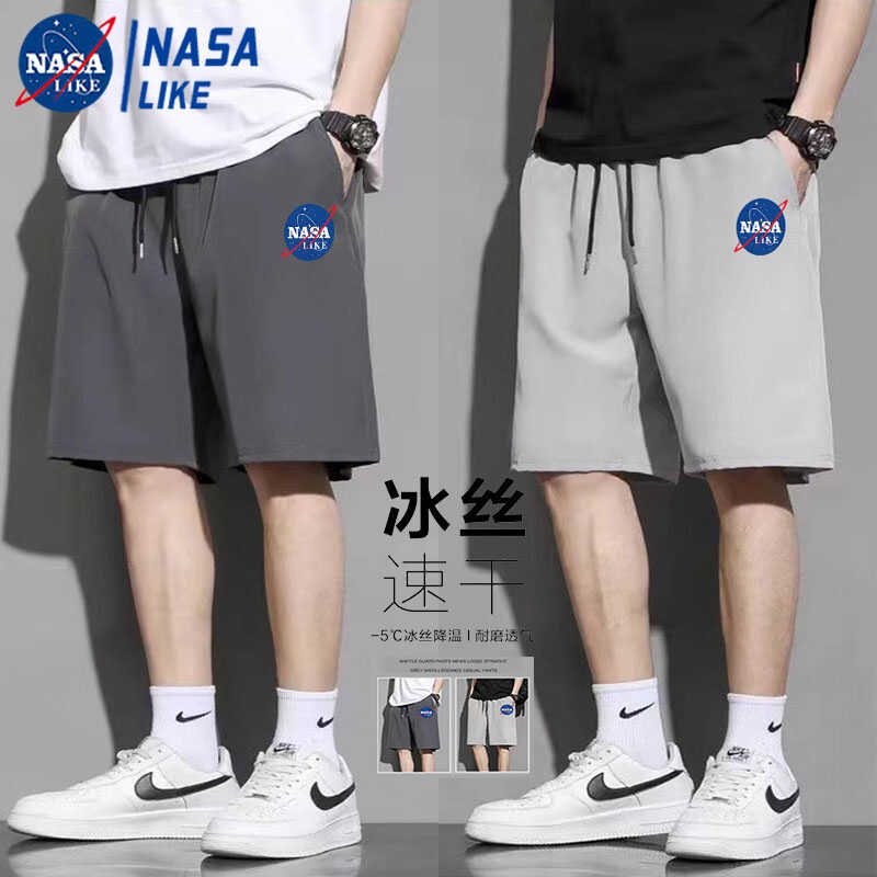 NASA联名男士冰丝速干短裤2024夏季薄款运动裤子宽松大码五分裤潮