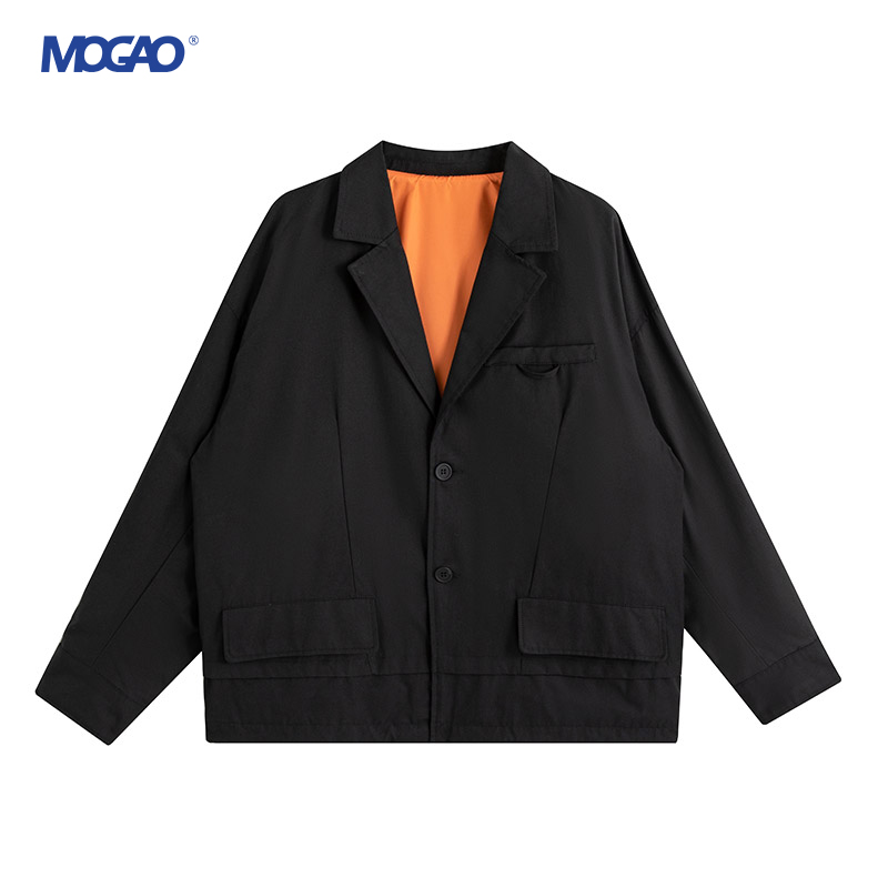 MOGAO/摩高男装2023秋款日常男士简约休闲黑色西装外套 811141011