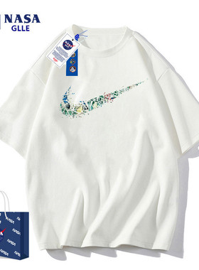 NASA联名潮牌短袖t恤男夏季2024新款纯棉宽松休闲情侣重磅体恤