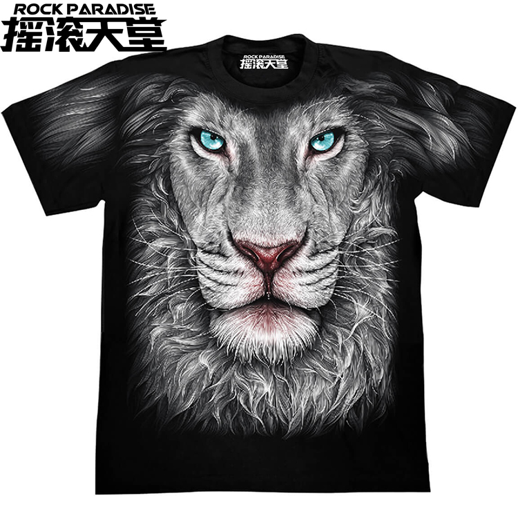 泰国进口3D狮子夜光印花T恤 新款夏季纯棉男士潮男短袖T恤 大码T