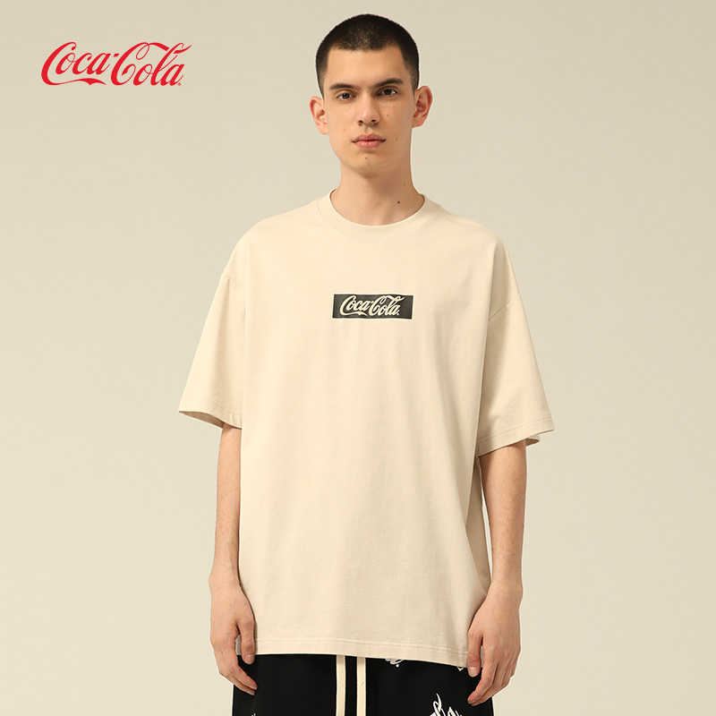 Coca-Cola/可口可乐 发泡字母短袖T恤男夏季潮牌宽松美式情侣体恤