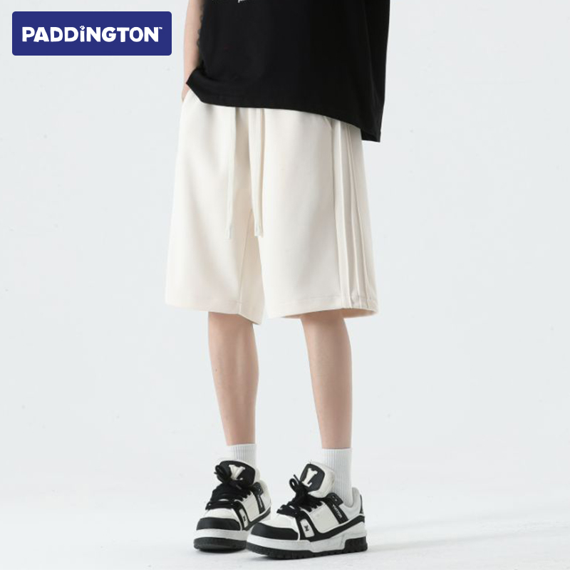 帕丁顿熊 运动针织短裤男夏季薄款简约纯色潮流宽松休闲五分裤子