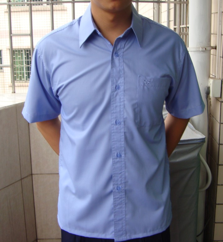 夏天衬衫正装职业商务休闲免烫半袖蓝色 男装夏季短袖衬衫工作服
