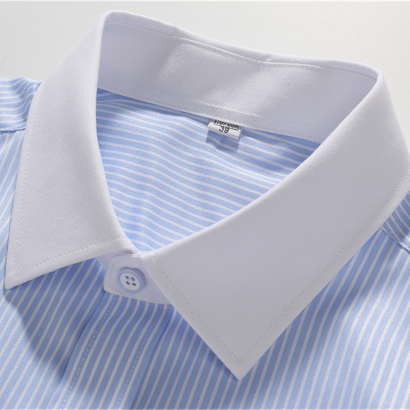 男白领蓝条纹长袖衬衫职业正装银行物业职员白领蓝条纹衬衣衬衫