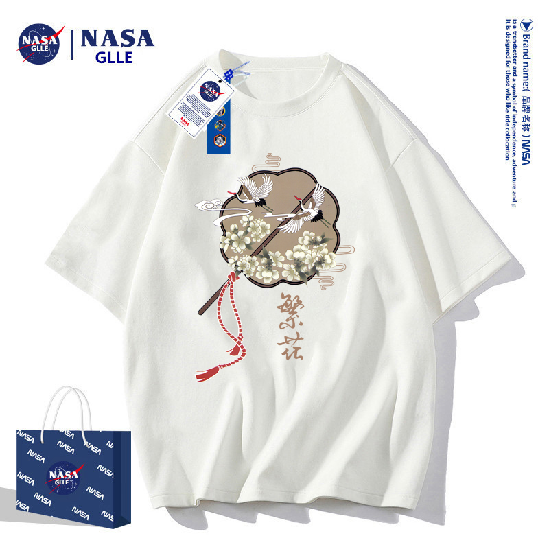 NASA联名2024新款纯棉短袖t恤男女情侣款宽松潮牌体恤重磅半袖