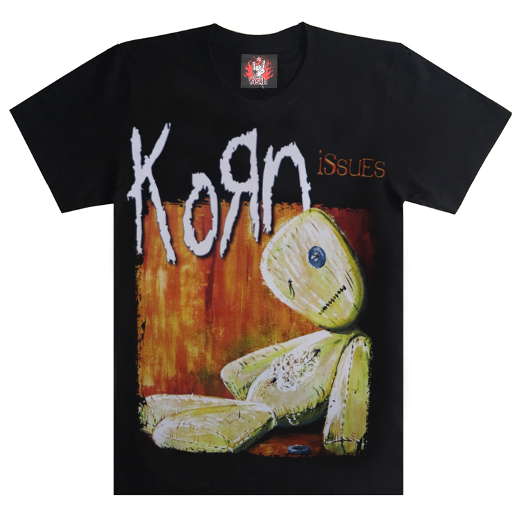 摇滚天堂3D立体男士纯棉短袖T恤 摇滚乐队KORN科恩乐队文化衫T恤