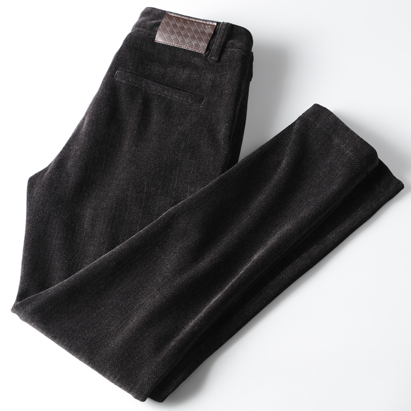 优先 2023秋冬新款时尚暗竖条纹针织弹力裤子 舒适保暖休闲裤毛呢
