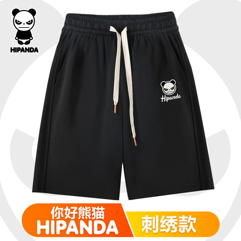 Hipanda你好熊猫运动短裤男女重磅跑步健身户外2024夏潮牌五分裤