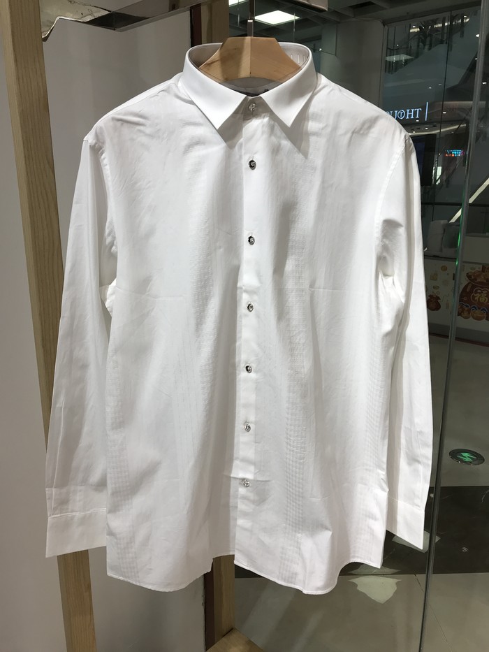 依文诺丁山男士商务时尚纯棉施华洛水晶扣白色长袖衬衫原1180元