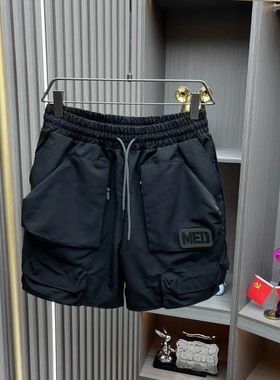 户外多口袋运动工装五分裤男夏季休闲直筒速干裤青年潮流纯色短裤