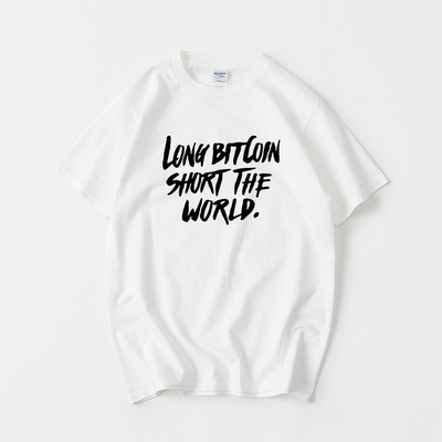 long bitcoin short the world老猫周边T恤短袖慵懒风男女圆领