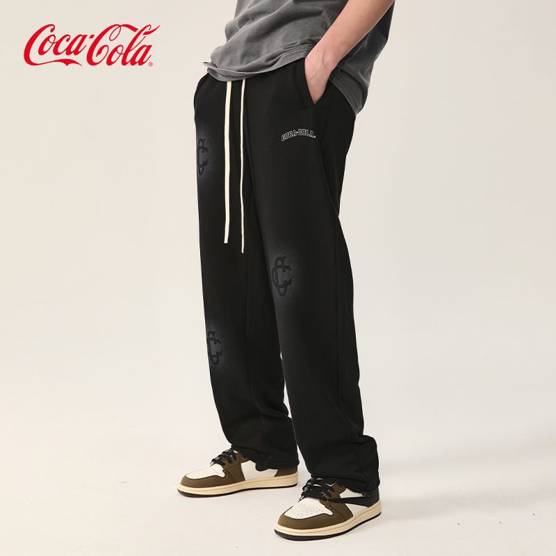 Coca-Cola/可口可乐渐变印花宽松休闲直筒束脚两穿休闲裤男女同款
