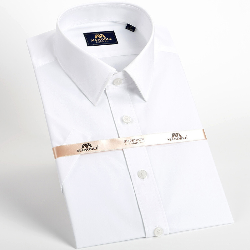 墨诺佰短袖衬衫男白色修身韩版青年正装上班纯色免烫寸衫商务衬衣