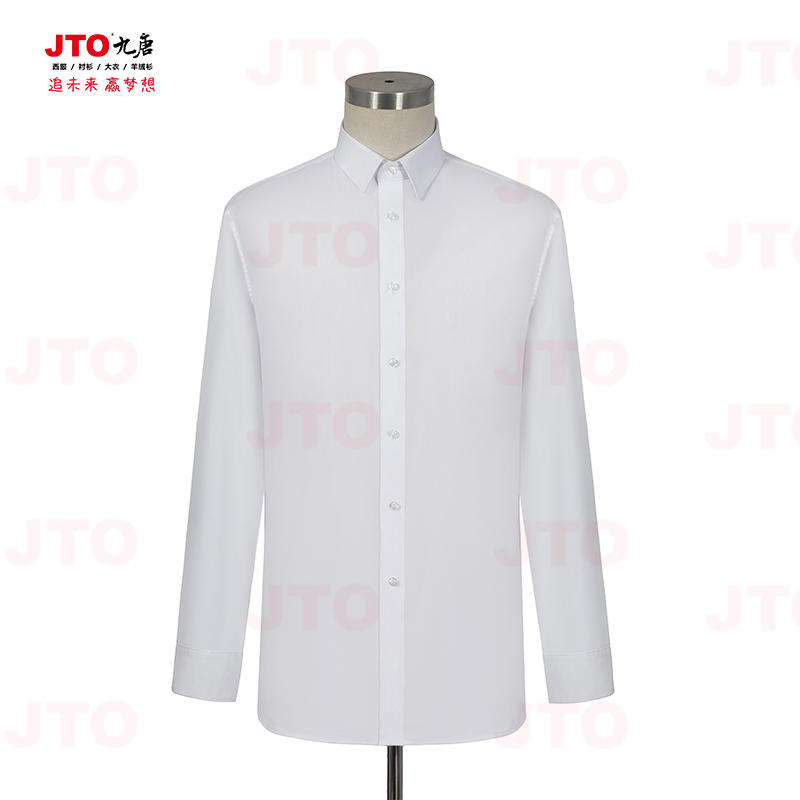 JTO九唐2023新款奔驰长袖白色男衬衫4S店商务透气修身纯色工作服