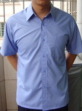 夏装男衬衫 白色/天蓝色/粉红色 短袖衬衫 工作服 可绣字绣LOGO