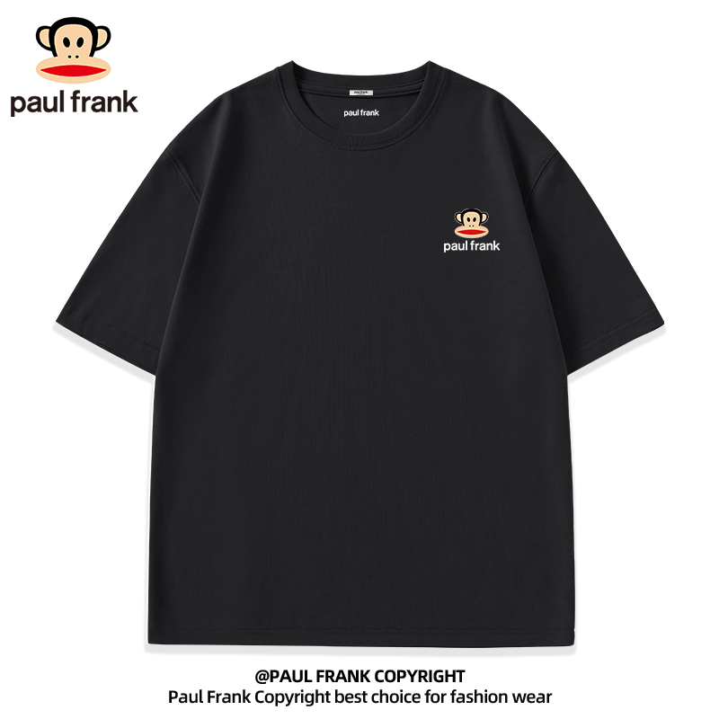 Paul Frank/大嘴猴短袖男夏季重磅纯棉男士T恤潮牌黑色半袖男款