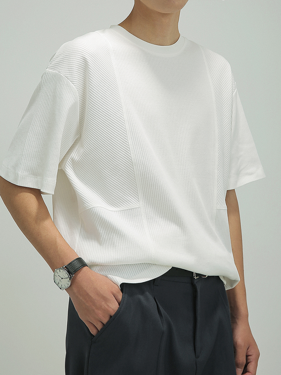 轻熟风高级肌理感短袖t恤男2023夏季新款宽松休闲透气垂感体恤衫