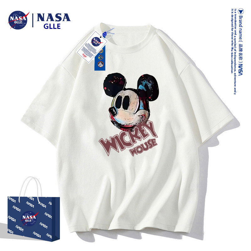 NASA联名官网短袖t恤男夏季纯棉2024新款潮牌重磅半袖潮流体恤