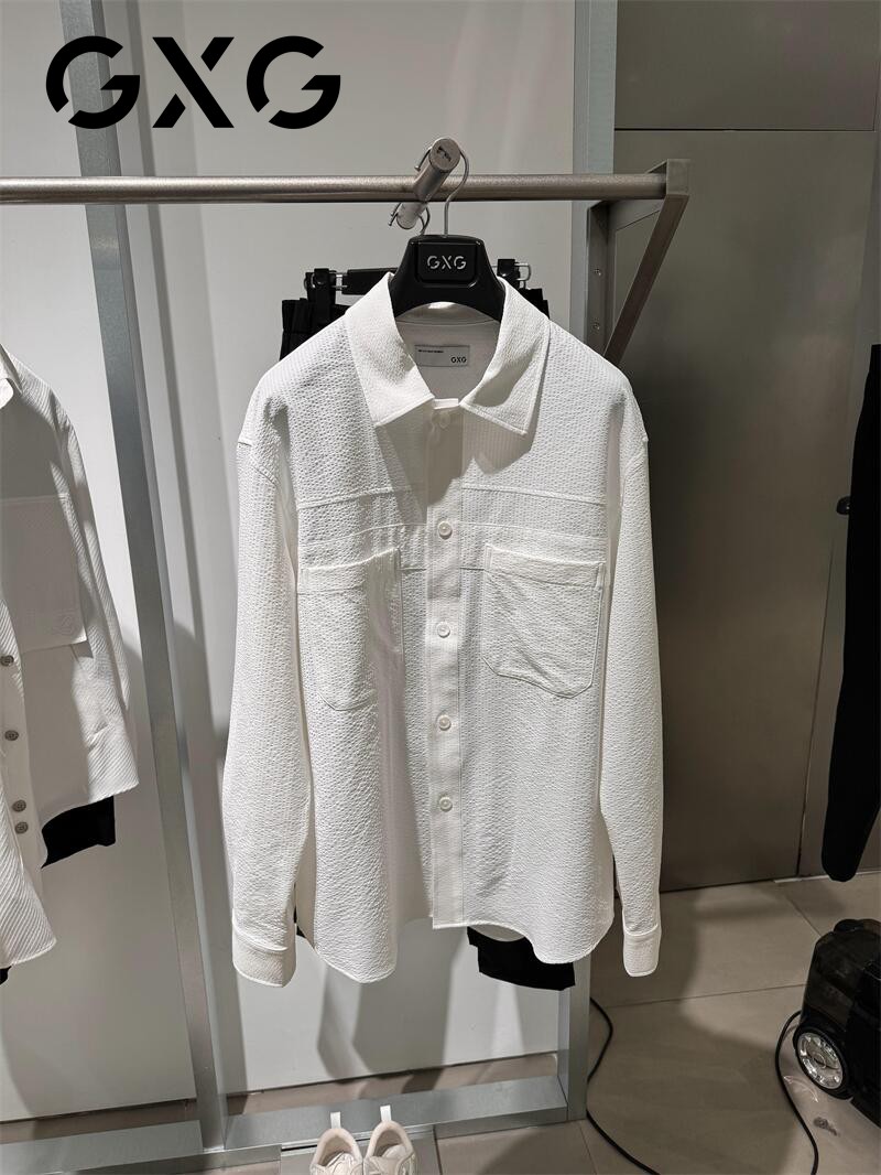GXG男装 商场同款白色易打理长袖衬衫 2024年春季新品GFX10300741