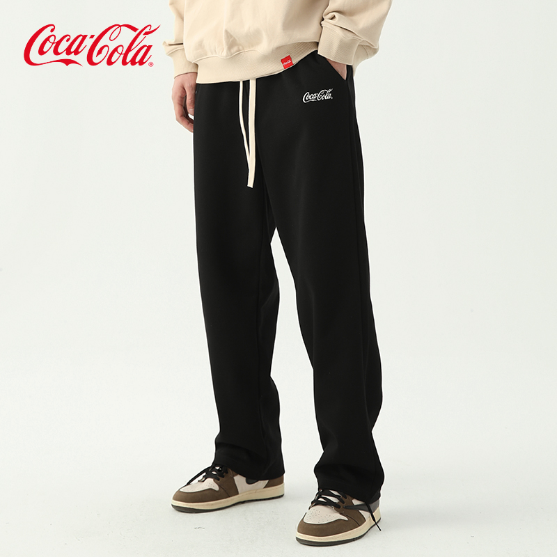 Coca-Cola/可口可乐 卫裤男夏季冰丝裤子美式潮牌直筒休闲运动裤