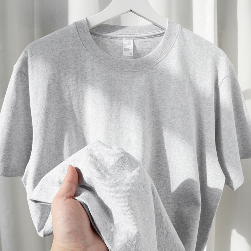 300g重磅纯棉灰色短袖T恤男夏季休闲流行宽松体恤高品质棉质基础t