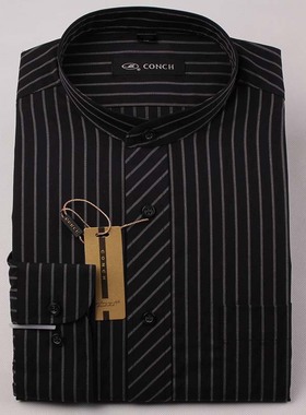CONCH海螺衬衫 男士衬衣立领条纹纯棉免烫商务休闲标准版百搭衬褂