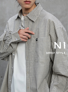 【春季新品】N1色织挺括立体格子衬衫廓形穿搭男生宽松长袖衬衣