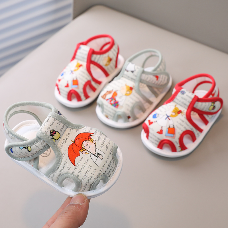 婴儿鞋夏季布凉鞋男女宝宝步前鞋包头外出鞋护脚防掉1岁6-12个月8