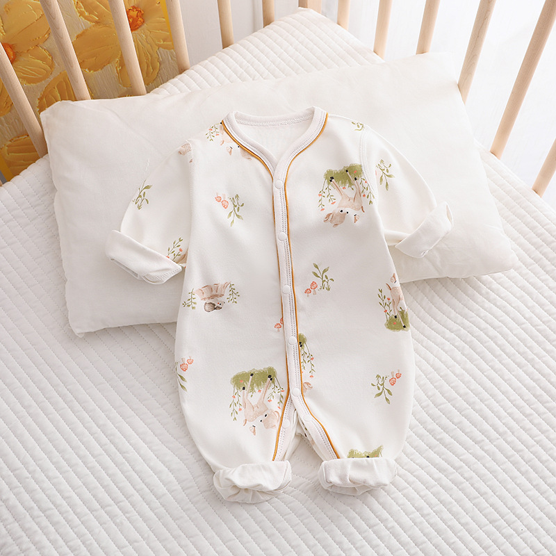 无骨纯棉婴儿连体衣新生儿哈衣爬服0-12个月男女宝宝衣服睡袋