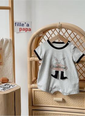 韩国婴儿服夏季新款0-2岁小月龄宝宝卡通短袖爬爬服a类哈衣外出服