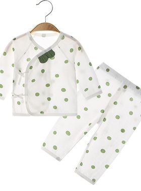 新生婴儿儿衣服空调房夏季薄款无骨纯棉分体套装初生上衣宝宝睡衣