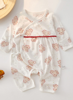 新生儿衣服纯棉夏季薄款蝴蝶衣爬服宝宝空调服长袖睡衣婴儿连体衣