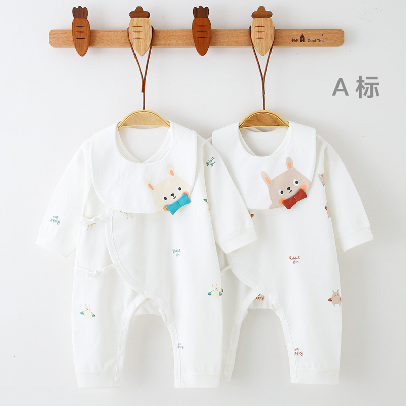 0-3个月婴儿连体衣2023春季纯棉和尚服初生宝宝哈衣新生儿爬服