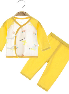 0-3月婴儿和尚服薄款套装新生儿a类无骨睡衣两件套婴幼儿斜襟内衣